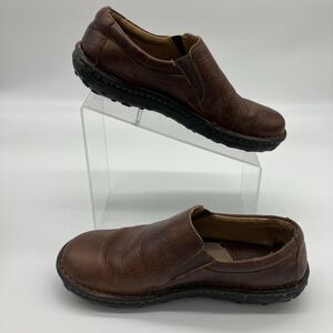 Cabelas Leather Loafers Womens 8.5 M Brown Slip On Clog Comfort Casual Shoes